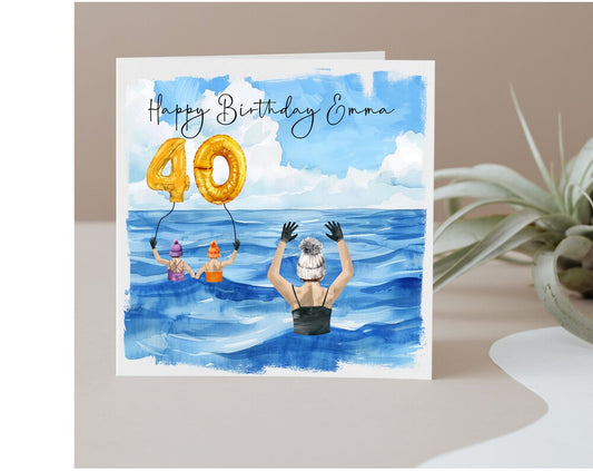Personalised Wild Swimming Birthday Card