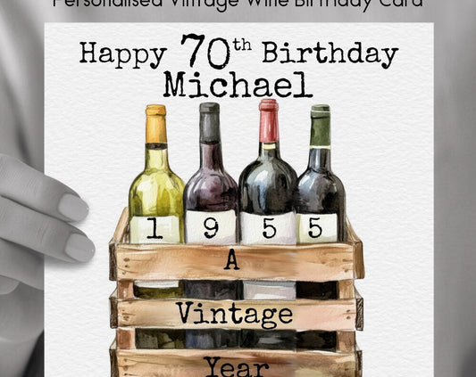 Personalised 70th Birthday Wine Card
