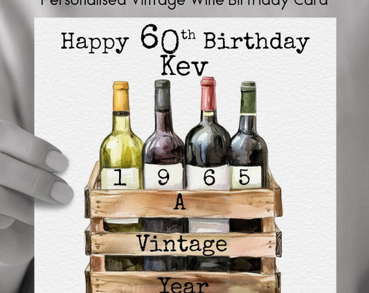 60th Birthday Wine Personalised Card